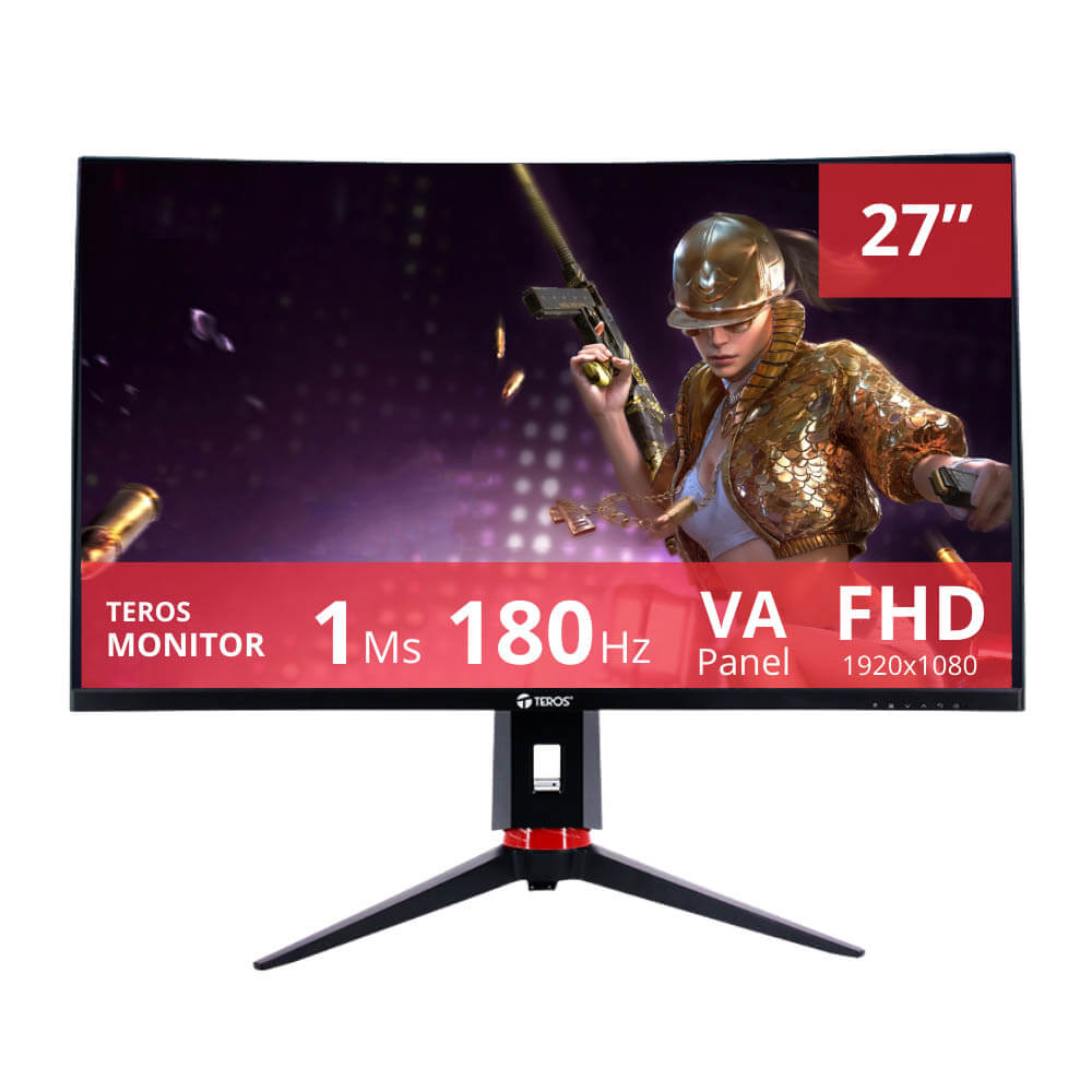 Monitor Teros 27" TE-2766G Curvo 180hz 1ms FHD VA HDMI, DP, Pivot, Gaming