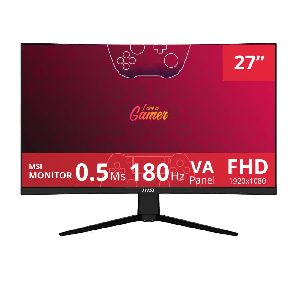 Monitor Curvo MSI 27" mag 27C6F 180hz 0.5ms full Hd VA HDMI, DisplayPort