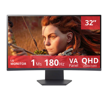 Monitor Curvo LG 32" 32GS60QC-B 180hz 1ms QHD VA HDMI, DP, HP-Out