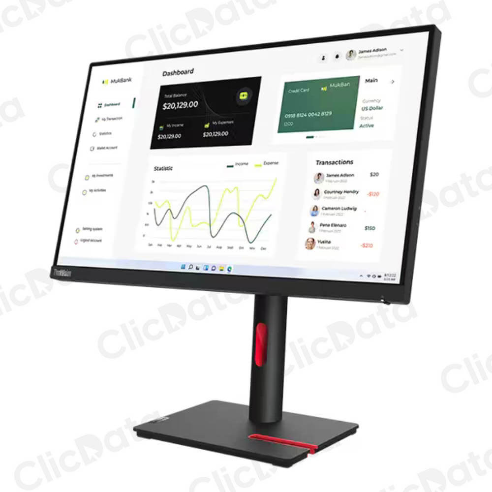Monitor Lenovo 23" T23i-30 60hz 6ms FHD IPS HDMI VGA, DP Color Raven