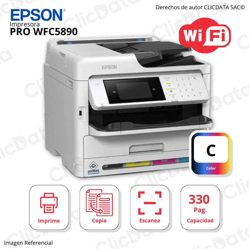 Impresora Epson Wf C5890 Imprime, Escanea, Copia, Fax, LAN, WiFi, USB