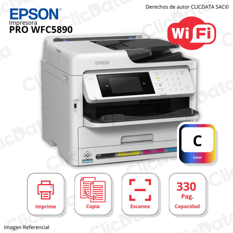 Impresora Epson Wf C5890 Imprime, Escanea, Copia, Fax, LAN, WiFi, USB