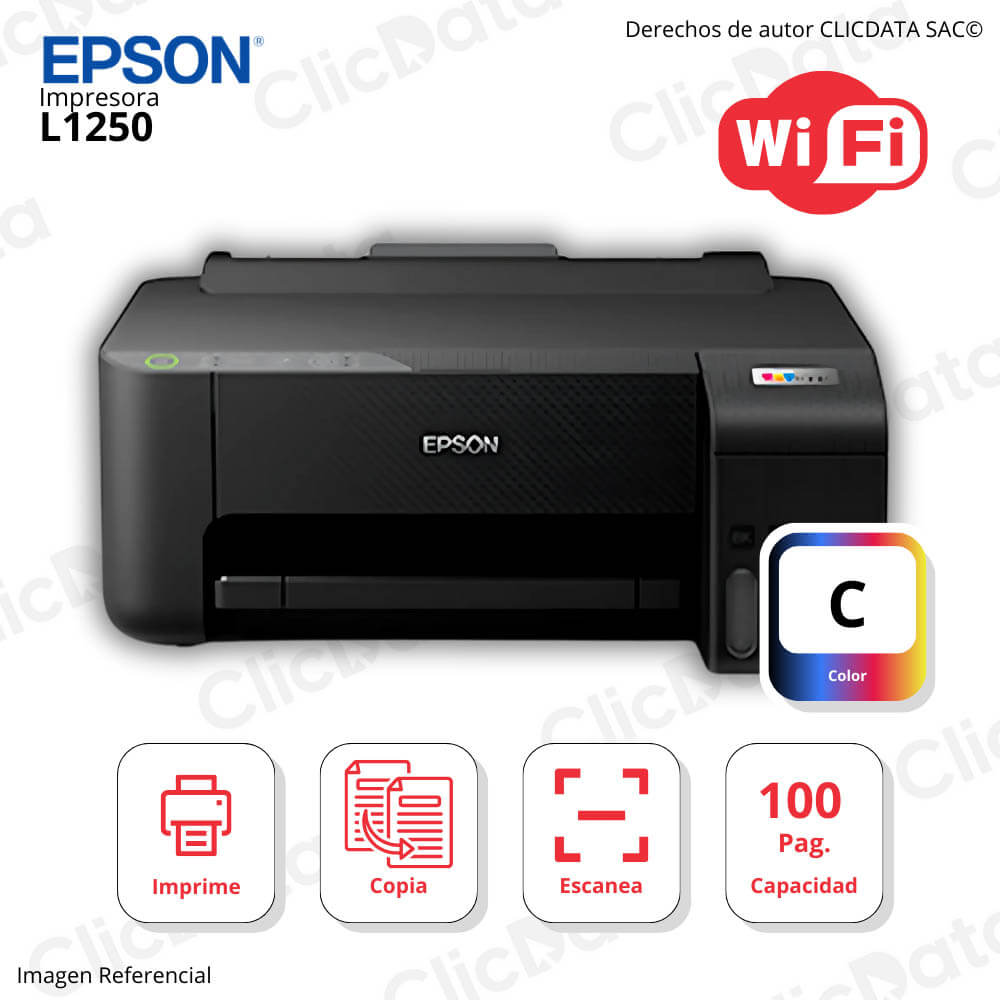 Impresora Epson Ecotank L1250 Imprime, Wifi, USB
