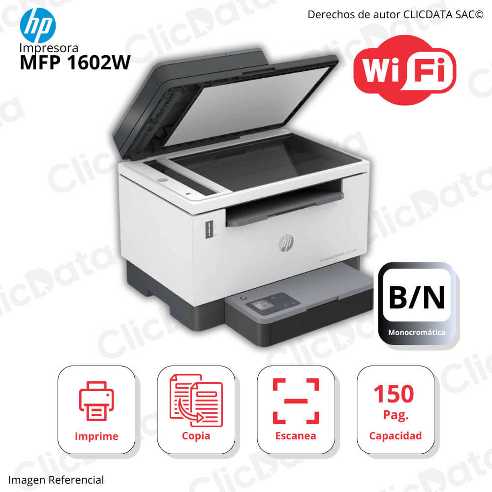 Impresora Hp Mfp 1602W Imprime, Copia, Escanea Monocromática, USB