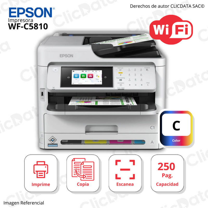 Impresora Epson Pro Wf C5810 Imprime, Escanea, Copia, Fax, LAN, WiFi