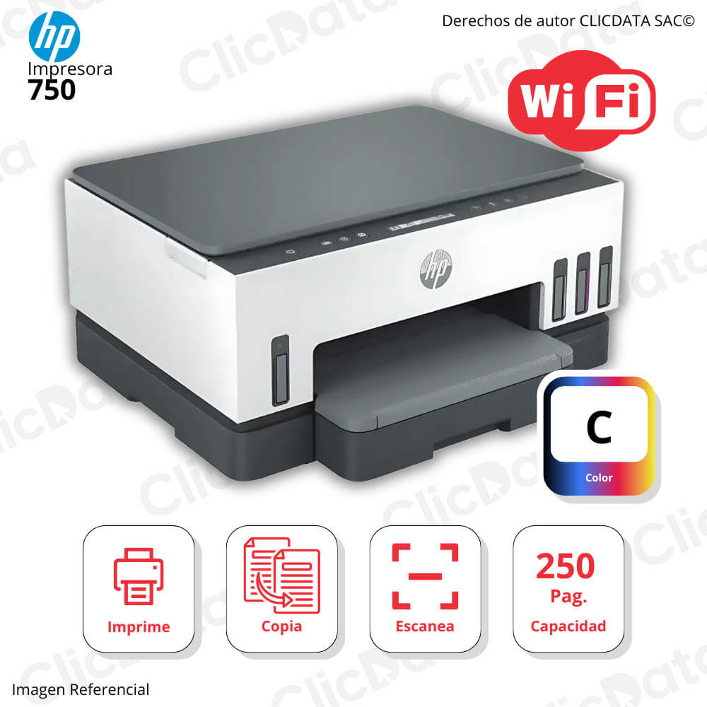 Impresora Hp Smart Tank 750 Impresión, Escaneo, Copia, Wi-Fi, Bluetooth LE, LAN