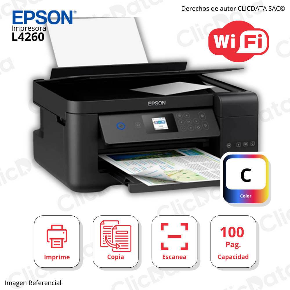 Impresora Epson Ecotank L4260 Imprime, Copia, Escanea, Wifi, USB