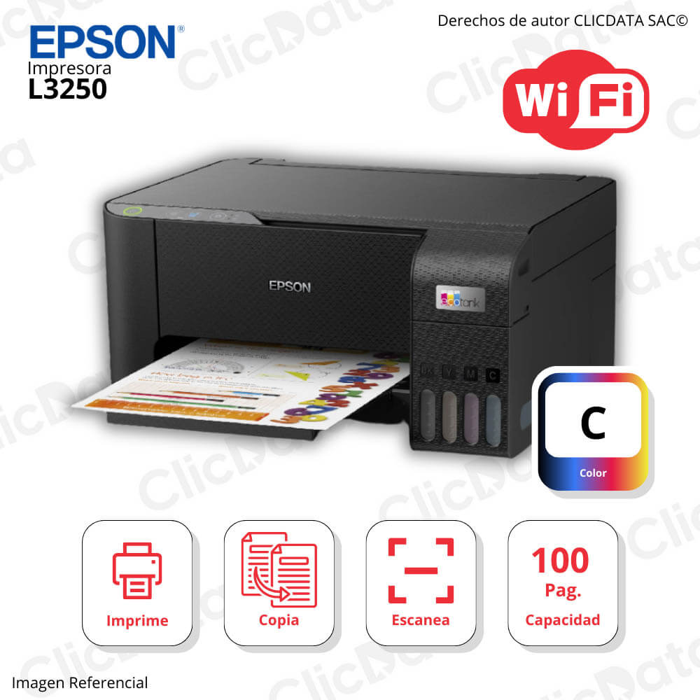 Impresora Epson Ecotank L3250 Imprime, Copia, Escanea Wifi