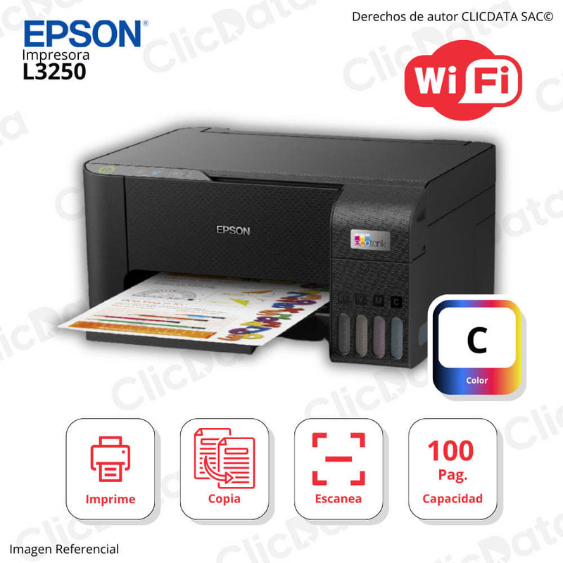Impresora Epson Ecotank L3250 Imprime, Copia, Escanea Wifi