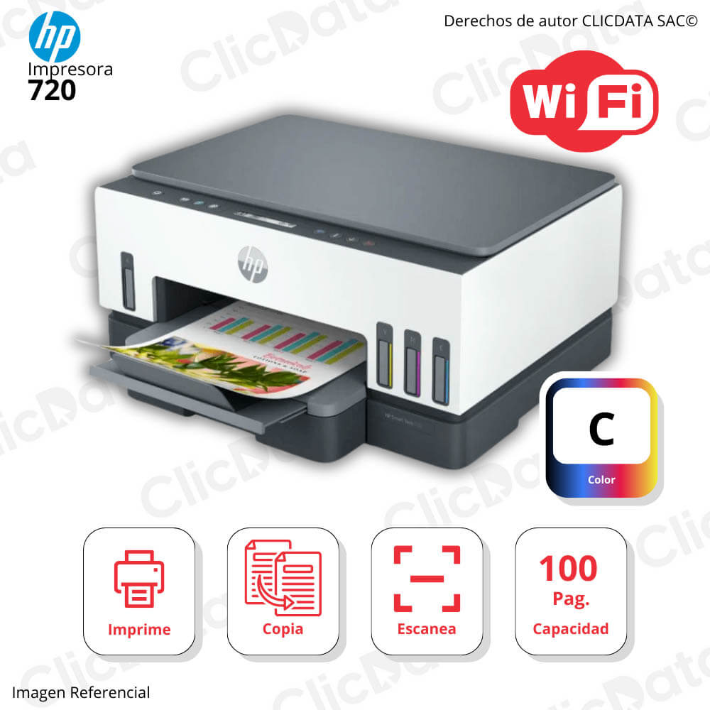 Impresora Hp Smart Tank 720 Imprime, Escanea, Copia, Dúplex, Wifi