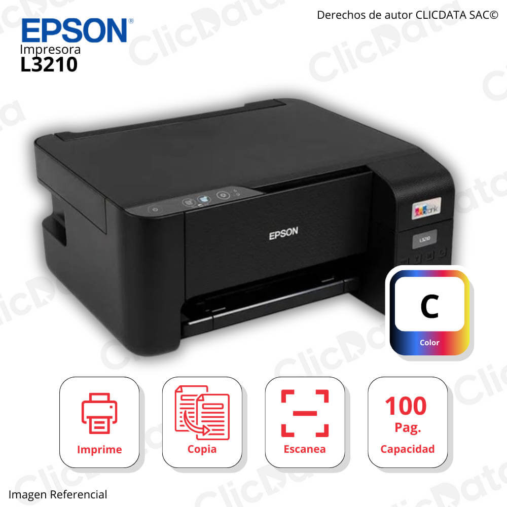 Impresora Epson Ecotank L3210 Imprime, Copia, Escanea USB Ecotank