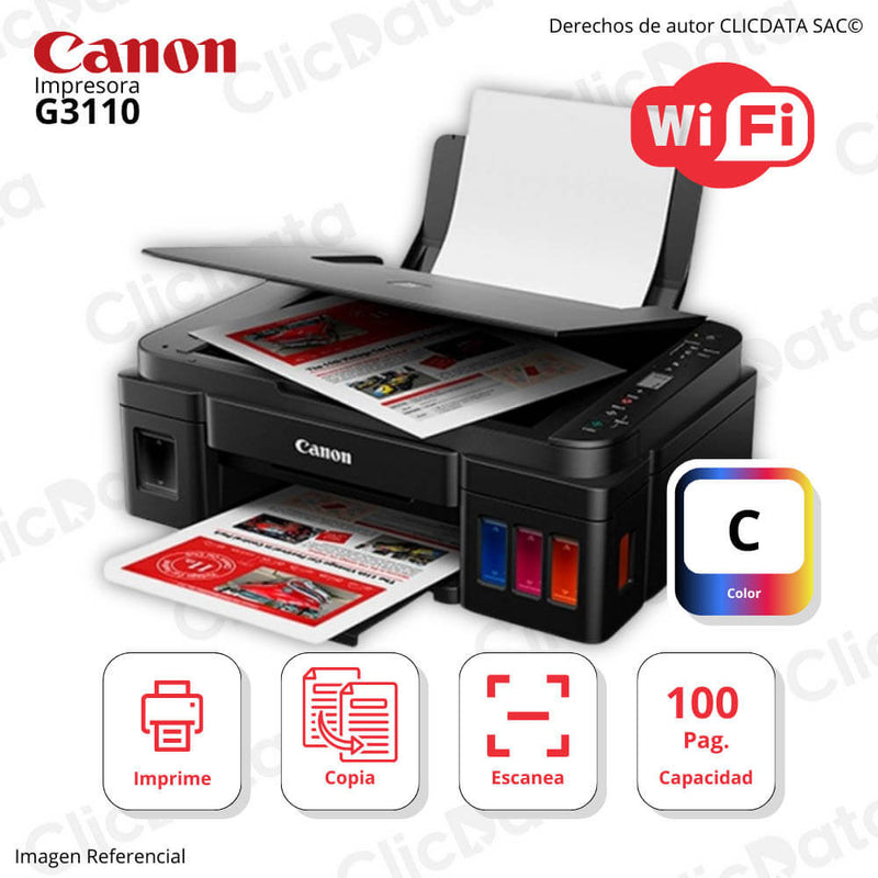 Impresora Canon G3110 Imprime, Copia, Escanea Wifi Color Pantalla LCD