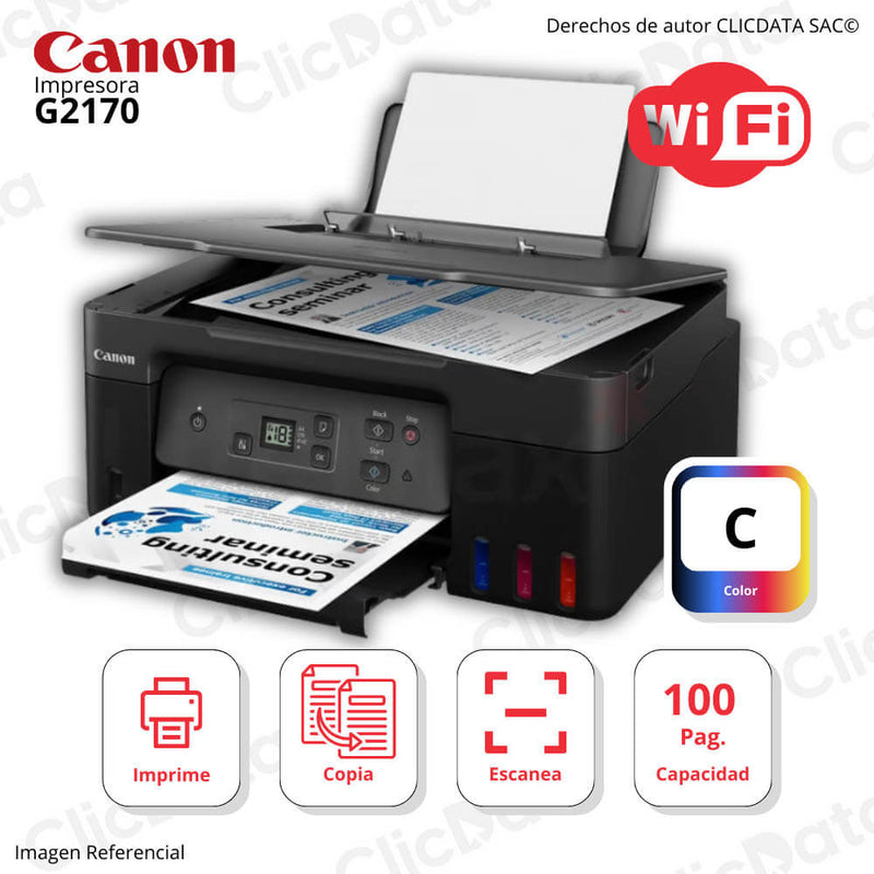 Impresora Canon Pixma G2170 Imprime, Copia, Escanea, Copia Color