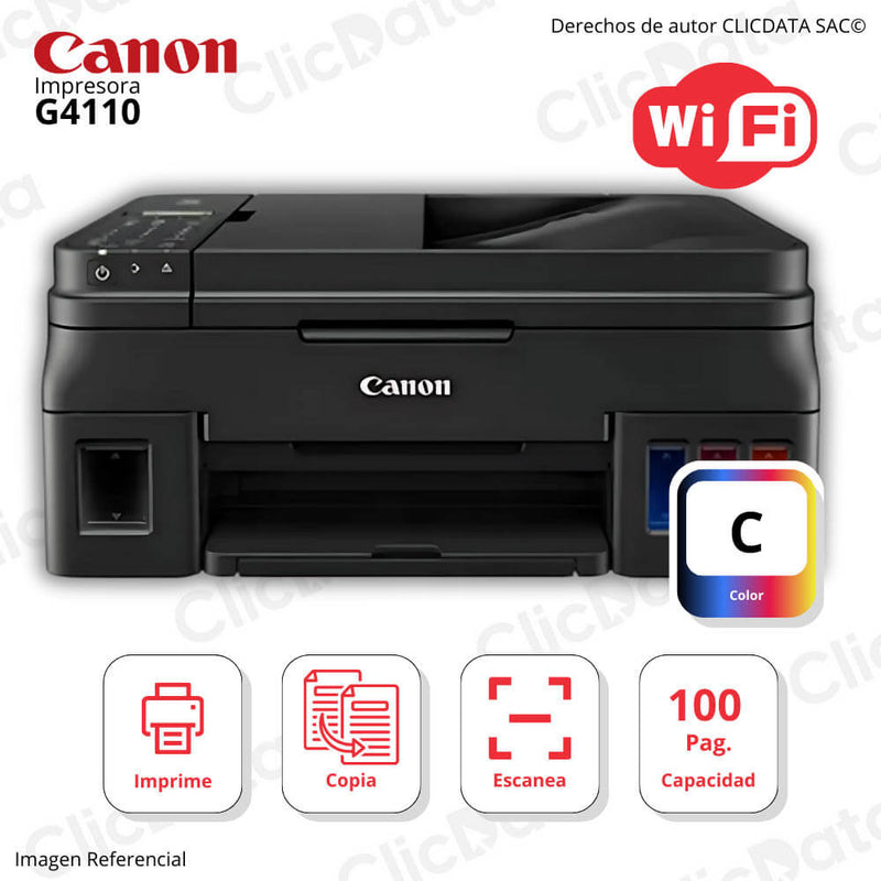 Impresora Canon Pixma G4110 Imprime, Escanea, Copia, Fax, ADF, Wifi, usb