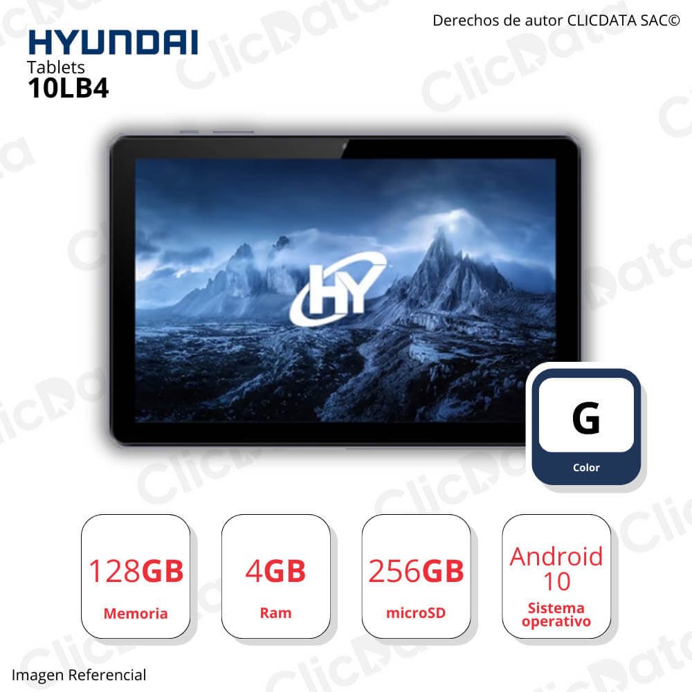 Tablet Hyundai HyTab Plus 10.1" 4GB RAM 128GB Cámara 8 MP HT10LC1MSGLTM01