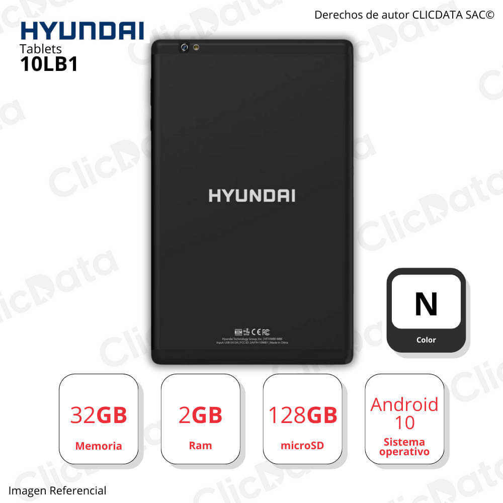Tablet Hyundai HyTab Plus 10LB4 10.1" 2GB RAM 32GB Cámara 13 MP HT10LB4MSGNA01