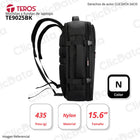 Mochila Teros TE-9025BK, Negro Nylon Almacen. Multipropósito