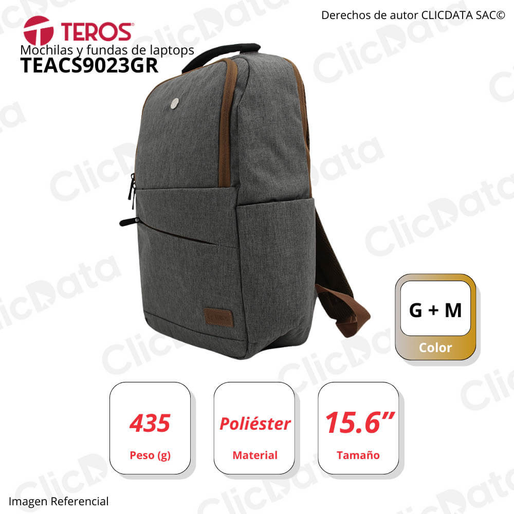 Mochila Teros TE-ACS9023GR Gris Poliéster Almacen. Multipropósito