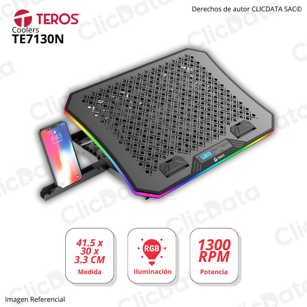 Cooler Teros TE-7130N, Azul Metal + Plástico ABS Luces RGB