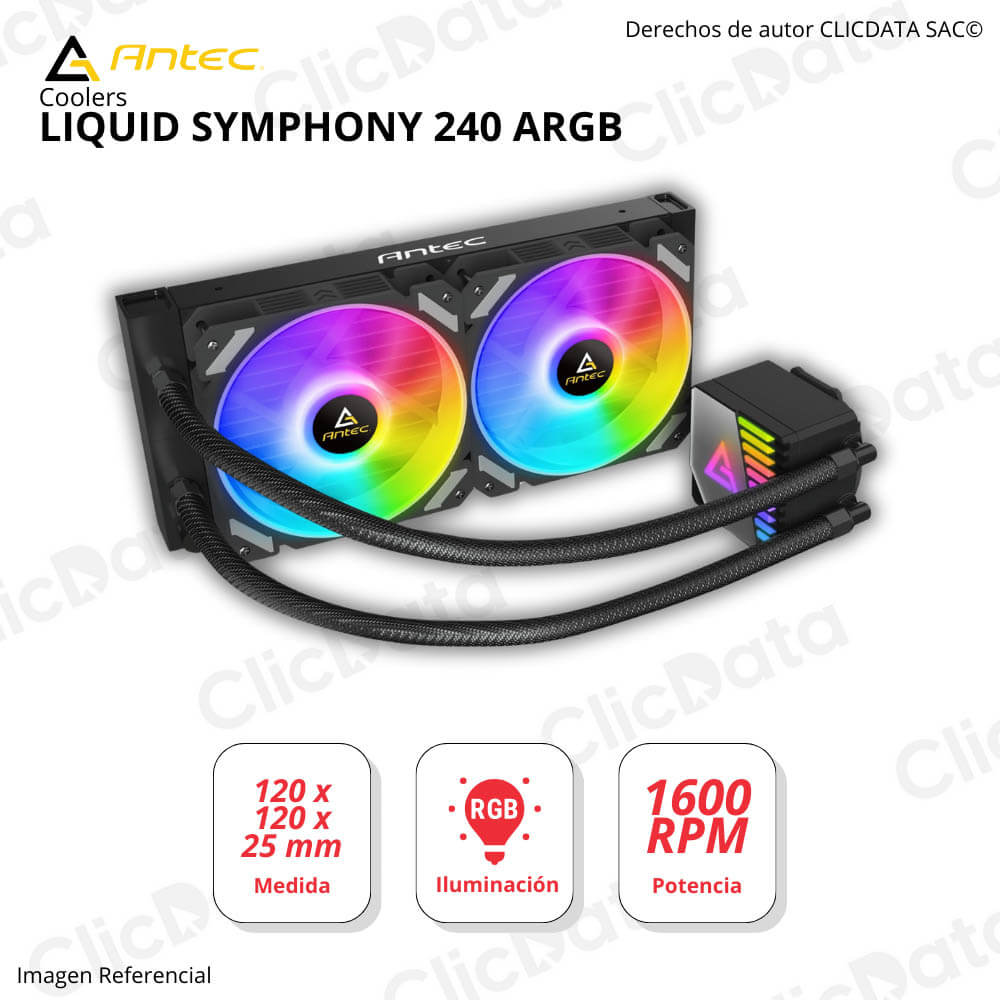 Cooler Antec Liquid Symphony 240 Aluminio, policarbo. Luces RGB