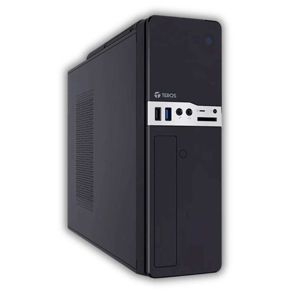Case Teros TE-1032S Negro Slim 250W USB3.2 HD Audio, Micrófono