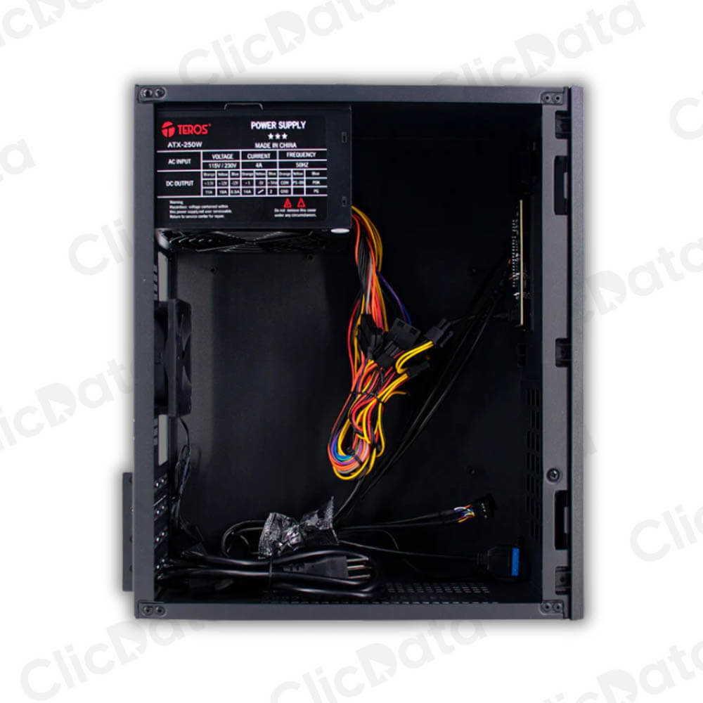 Case Teros TE-1032S Negro Slim 250W USB3.2 HD Audio, Micrófono