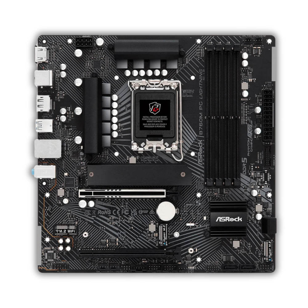 PLACA ASROCK B760M PG LIGHTNING, LGA 1700, DDR5 7200MHz (OC), M.2(PCIe Gen4x4), PCIE 5.0