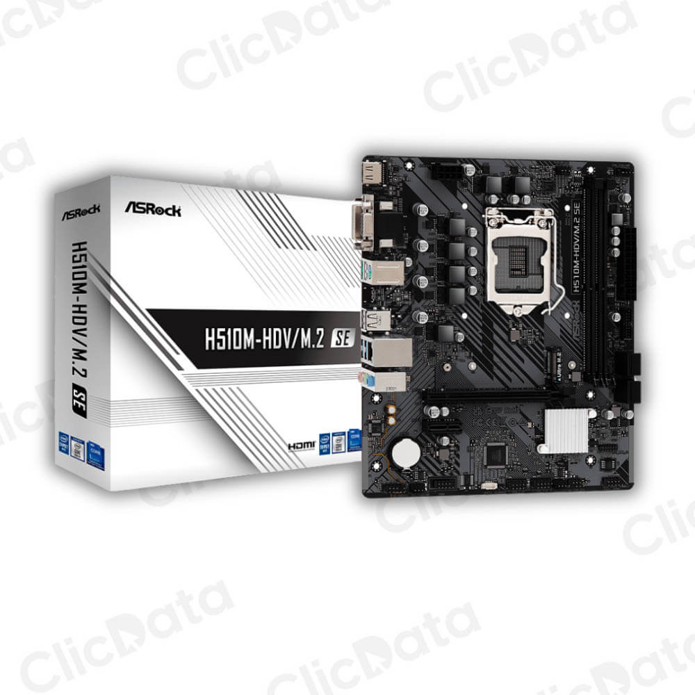PLACA ASROCK H510M-HDV/M.2 SE, LGA1200, DDR4 3200MHz, M.2 (PCIe Gen3 x4), PCIe 4.0, HDMI.