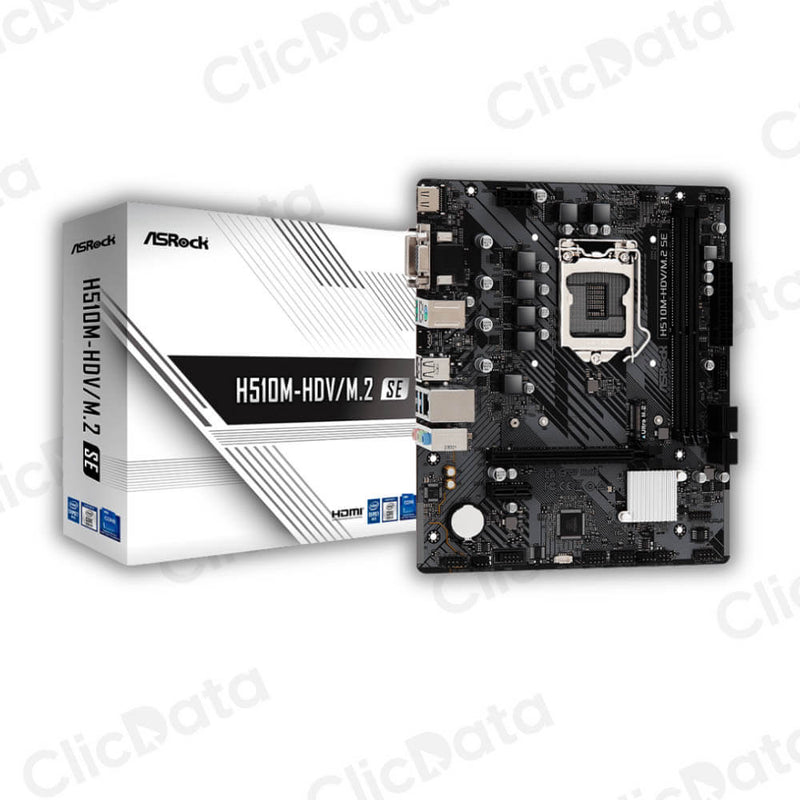 PLACA ASROCK H510M-HDV/M.2 SE, LGA1200, DDR4 3200MHz, M.2 (PCIe Gen3 x4), PCIe 4.0, HDMI.