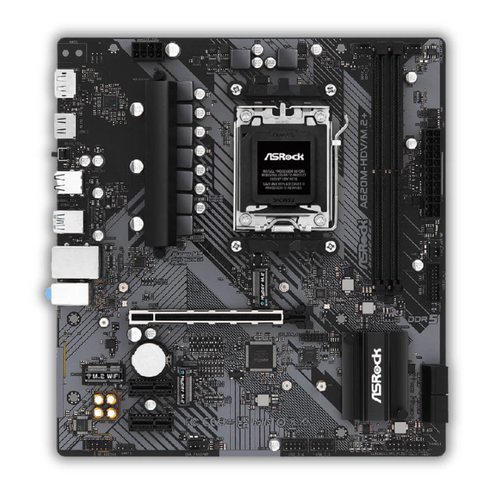 PLACA ASROCK A620M-HDV/M.2, AMD SOCKET AM5 RYZEN SERIE 7000, 2 DIMM DDR5 6400+ MHZ.