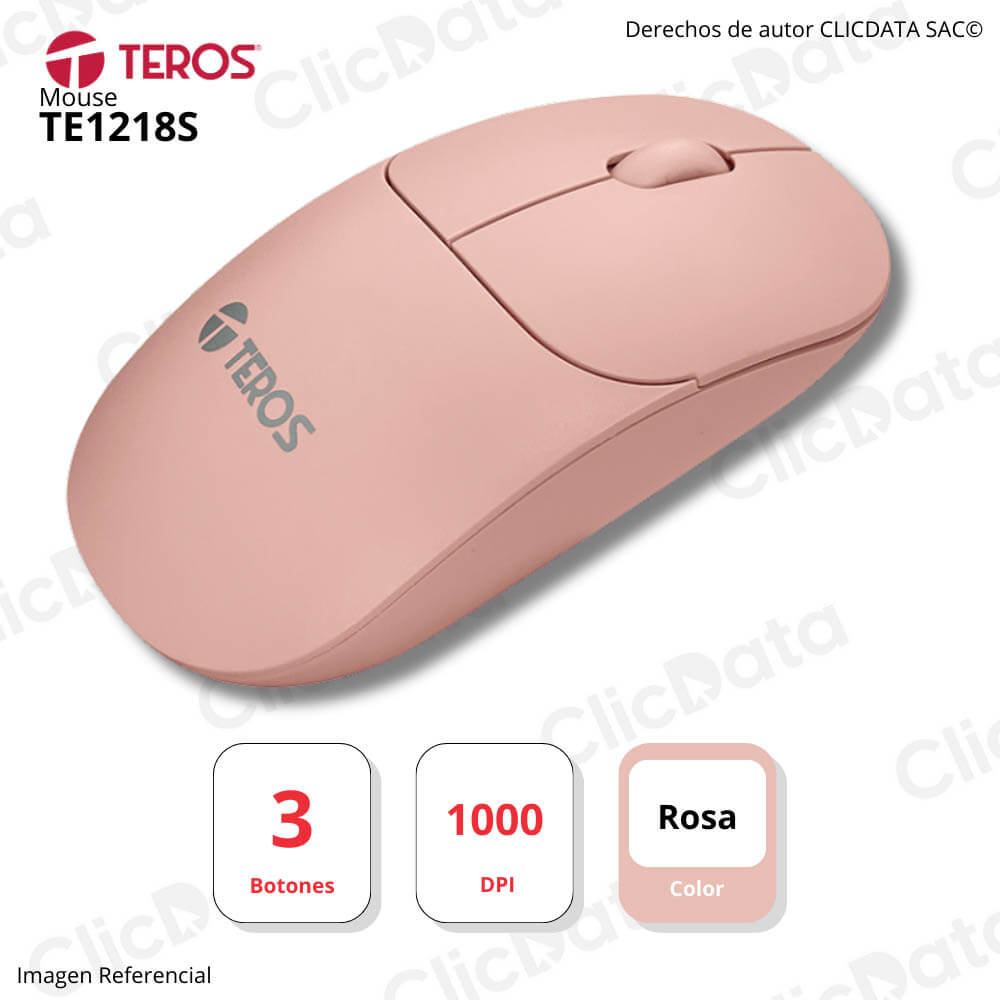 Mouse Teros TE-1218S Negro 3 Botones Inalámbrica (Receptor USB)