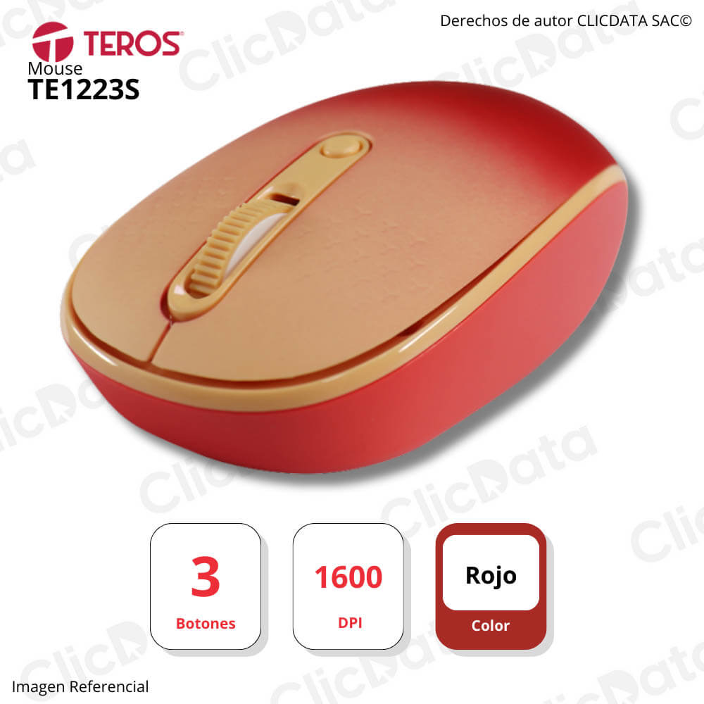Mouse Teros TE-1223S Negro 3 Botones 20 metros Inalambrica