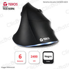 Mouse Teros TE-5169N Negro 2.4G+Bluetooth, 2400 DPI Ergonomico
