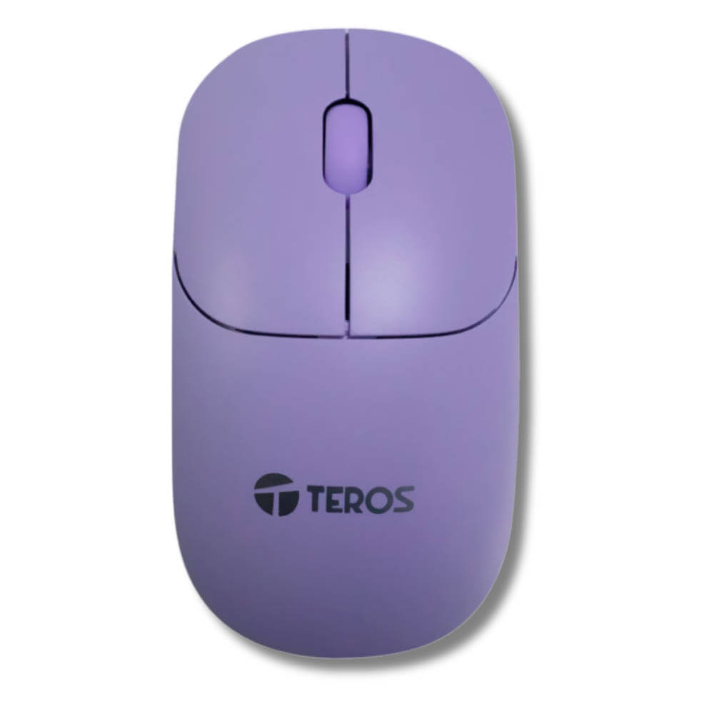 Mouse Teros TE-1219S Negro 3 Botones 1000 DPI, receptor USB morado