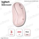 Mouse Logitech M240 Silent Rosado 3 botones Alcance 10m Bluetooth