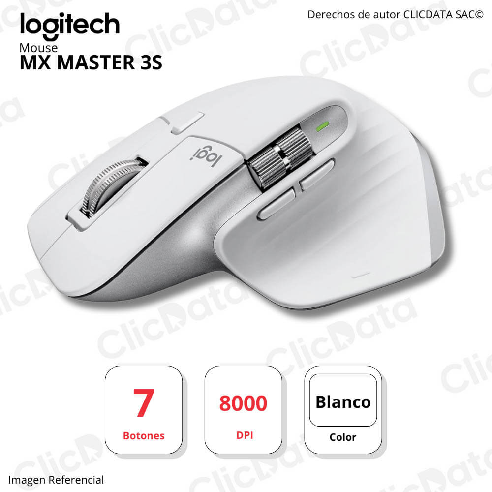 Mouse Logitech MX Master 3S Pale Grey 7 bot. Alcance 10m Bluetooth