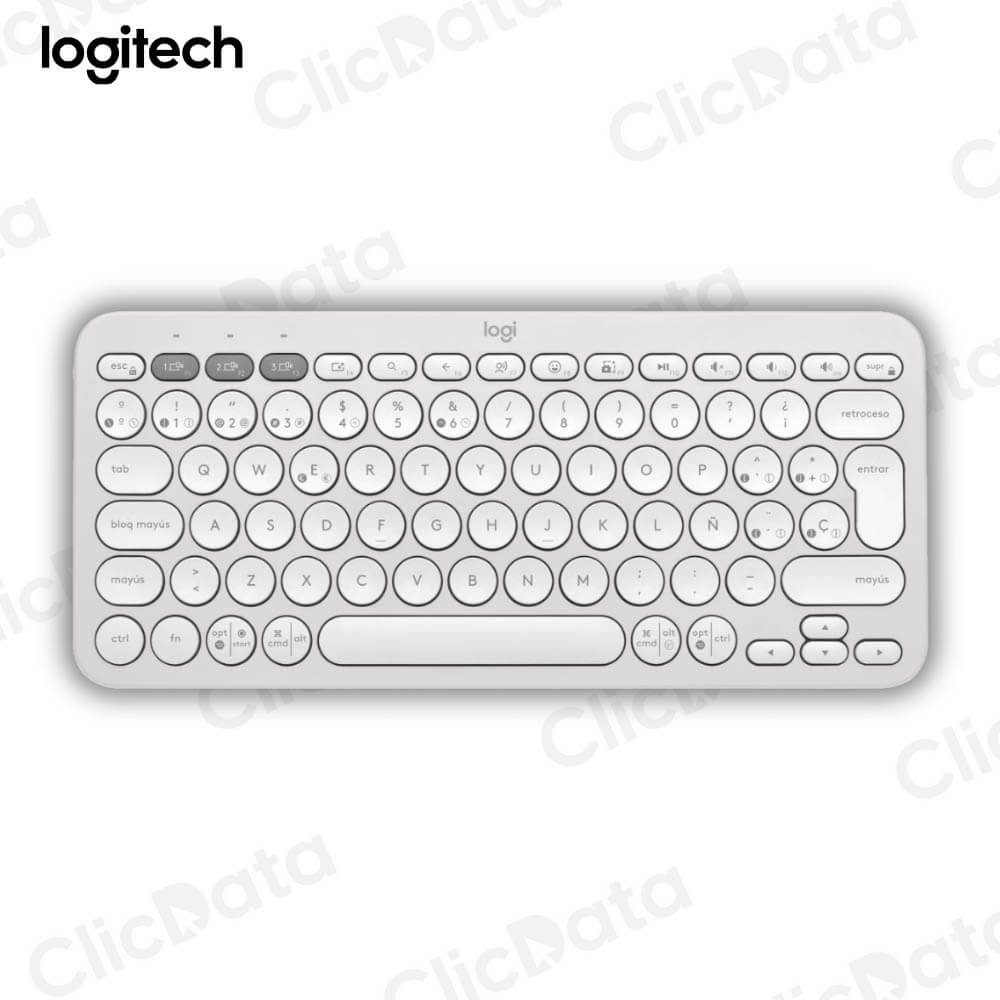 TECLADO LOGITECH PEBBLE 2 K380S BLUETOOTH/WIRELESS SP WHITE (920-011784)-P