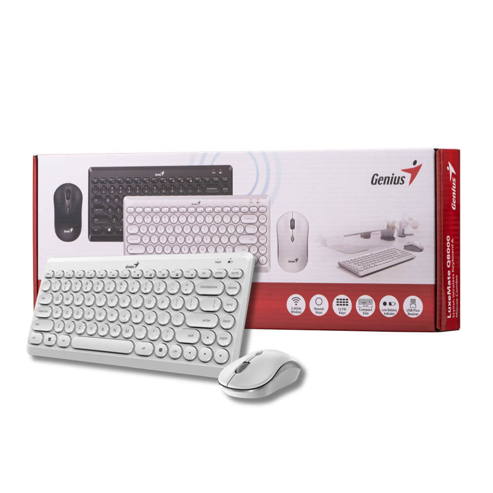 Pack Teclado y Mouse Genius Luxemate Q8000 TKL Blanco Inalámbrica