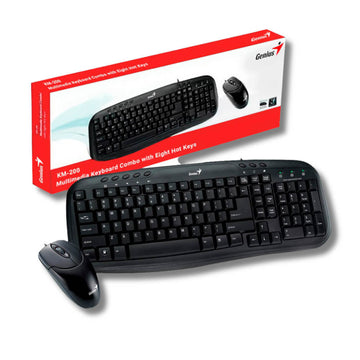 Pack Teclado y Mouse Genius KM-200 Negro Multim. 8 Teclas Función