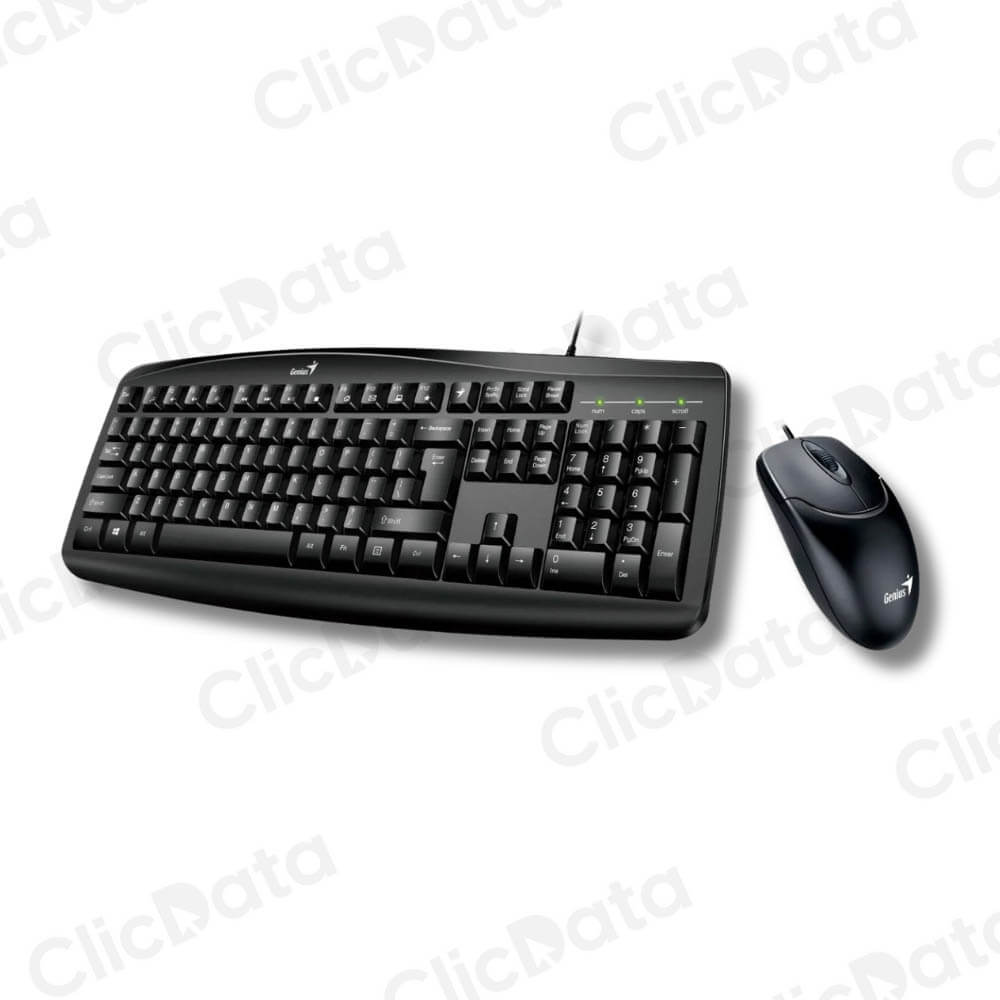 Pack Teclado y Mouse Genius KM-200 Negro Multim. 8 Teclas Función