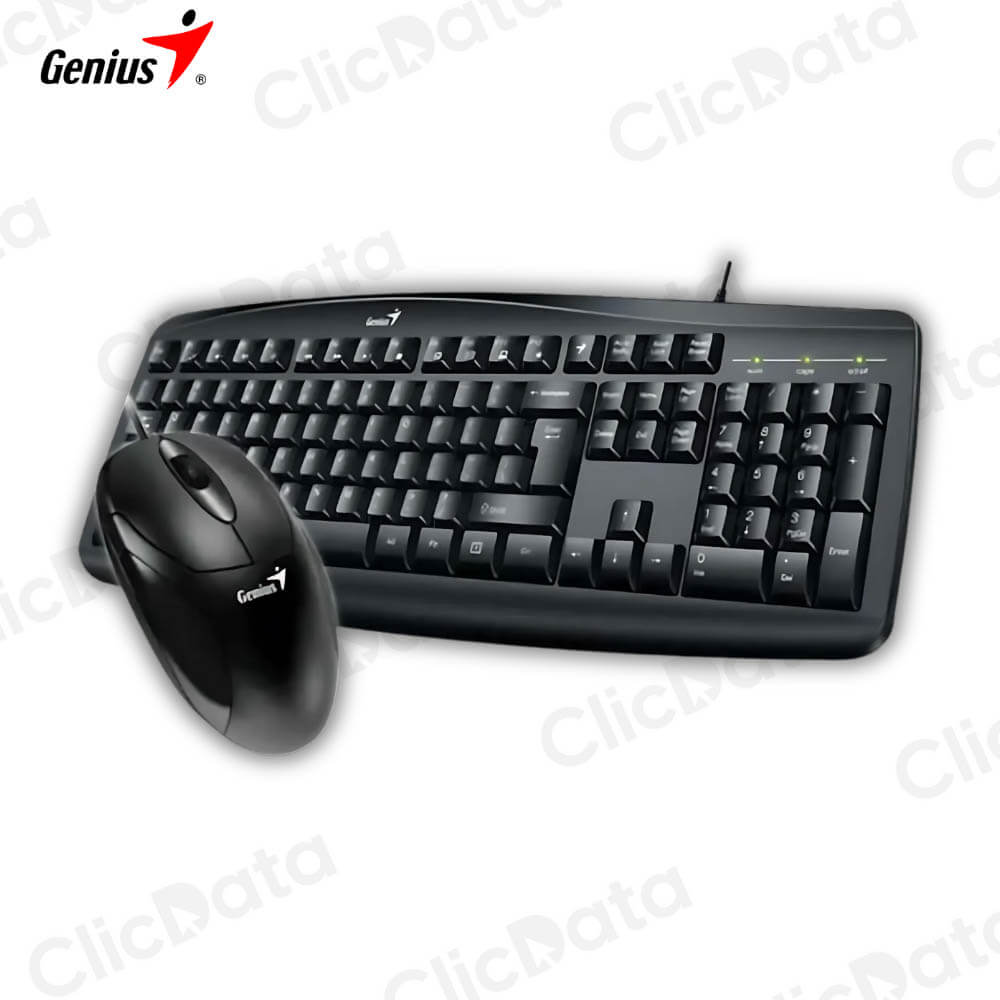 Pack Teclado y Mouse Genius KM-200 Negro Multim. 8 Teclas Función