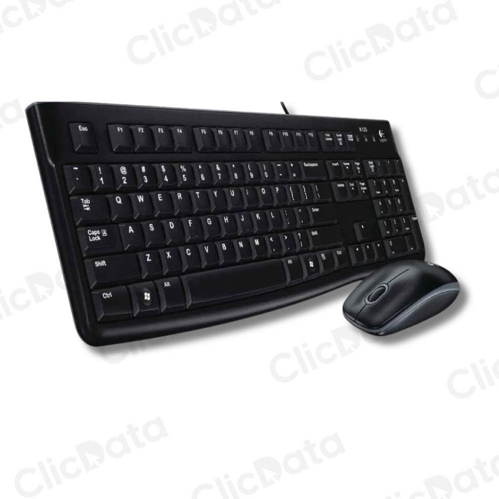 Pack Teclado y Mouse Logitech MK-120 Negro Receptor USB Inalámbrica