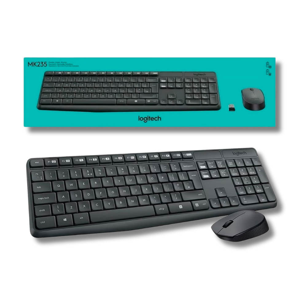 Pack Teclado y Mouse Logitech MK-235 Negro Conexión Inalámbrica
