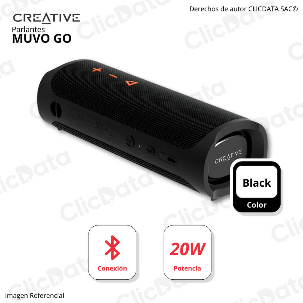 Parlante Creative Muvo Go Bluetooth 20W 18H Ipx7 Black (51Mf8405Aa000)