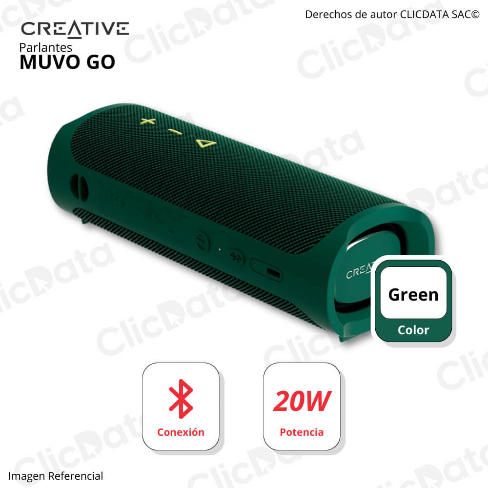 Parlante Creative Muvo Go Bluetooth 20W 18H Ipx7 Green (51Mf8405Aa002)