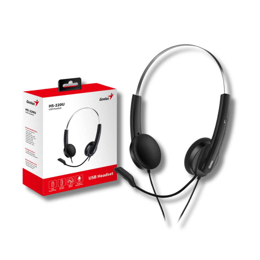 Audífono C/Microf Genius HS220U Usb Negro (31710020400)
