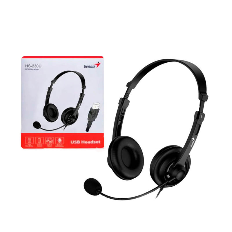 Audífono C/Microf Genius HS230U Negro Usb-A (31710021400)