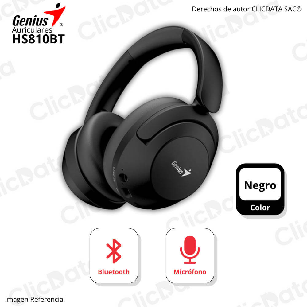 Audífono C/Microf Genius HS810BT 40Mm Plegable Negro (31710029400)