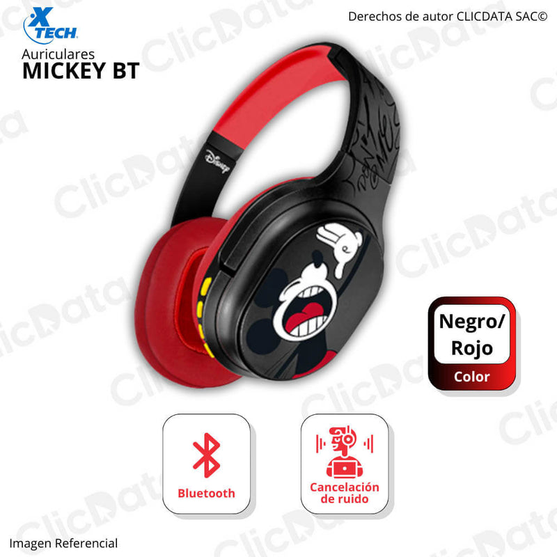 Audífono C/Microf Xtech Mickey BT 3.5Mm 40Mm 8H Plegables Black/Red XTH-D660MK