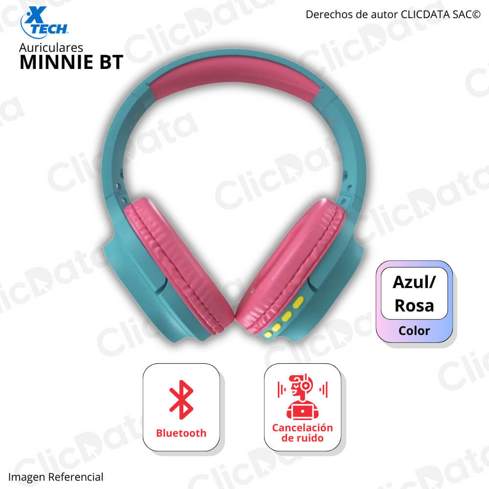 Audífono Xtech C/Microf XTH-D660MM Minnie Bluetooth/3.5Mm 40Mm 8H Plegables Blue/Rose XTH-D660MM